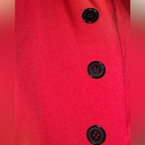 Women’s Pencil Dress Size Medium Ball Fishtail Red Black Button Ruffled Bottom - Picture 6 of 9